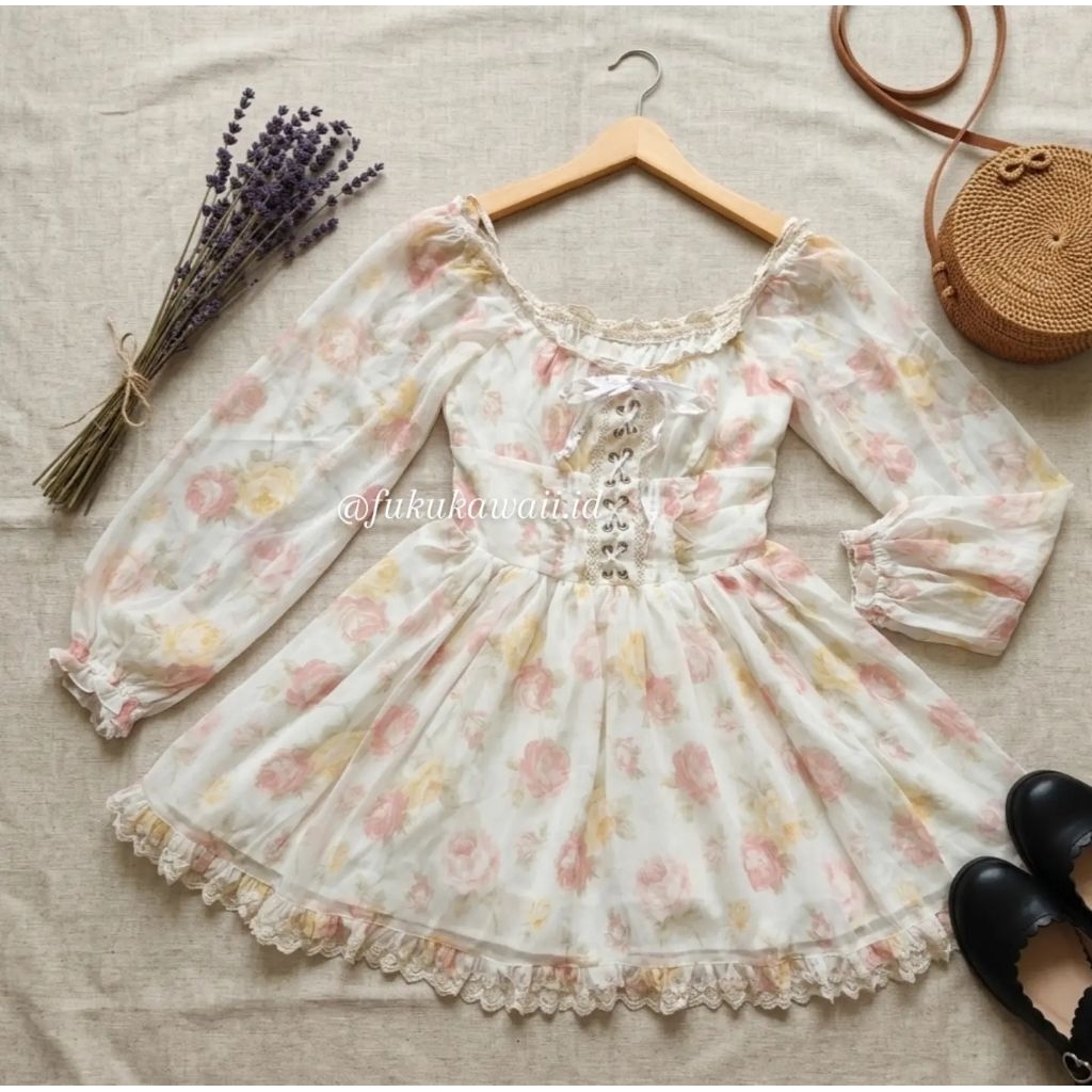 Dress - LizLisa Floral Lena series in Broken White