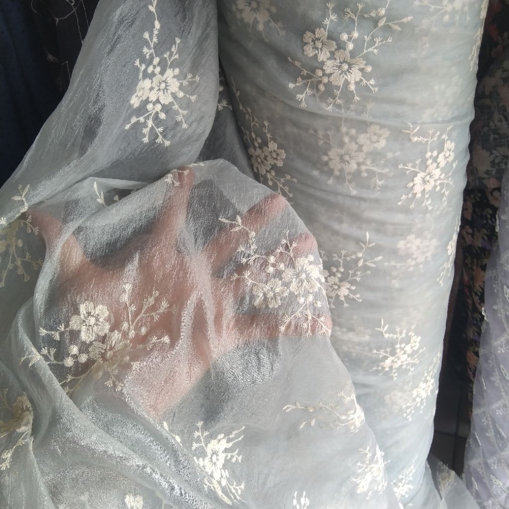 Kain organza bordir | Harga/0,5m | bahan organza bordir| bahan organza bordir | kain organza bordir.