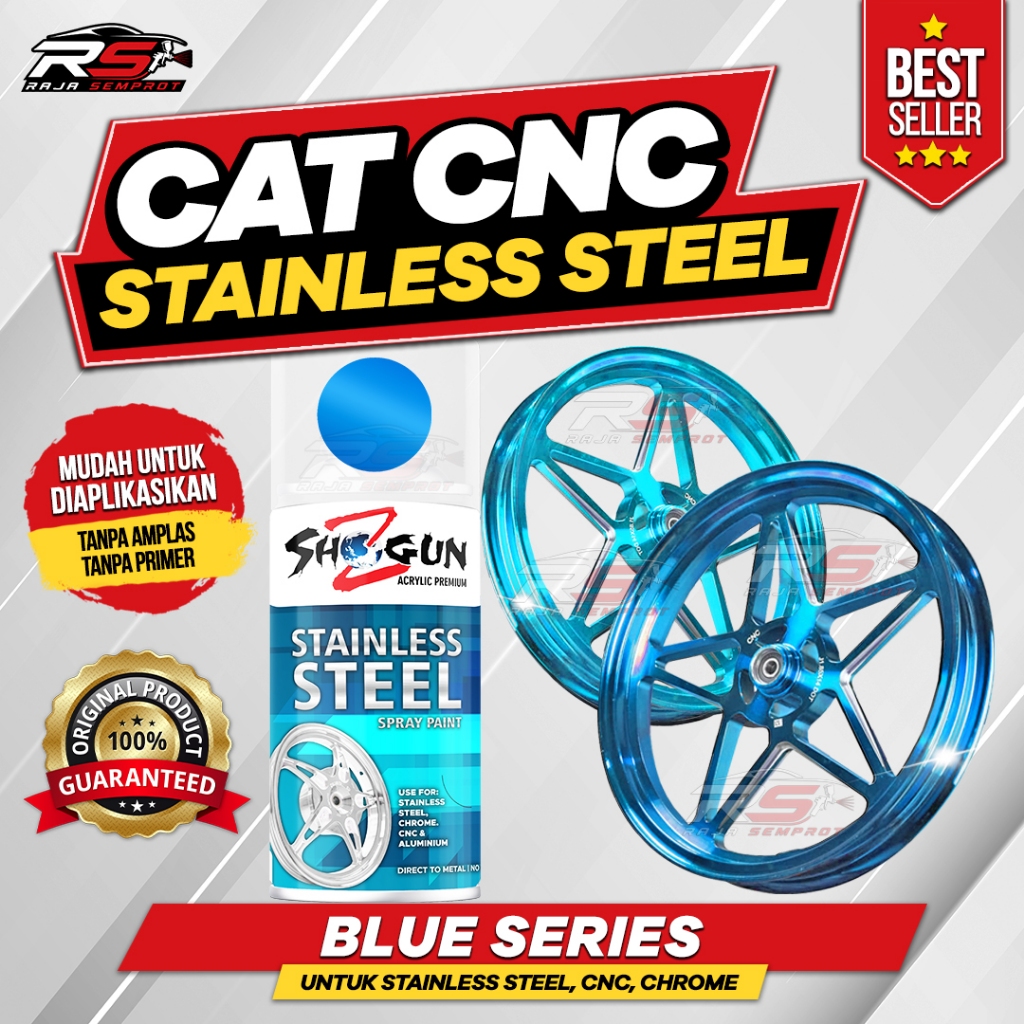 Wap - Shogun Z Stainless Steel Paint Crystal Blue Ice Blue Cat Semprot Pilox 300Cc Variasi Warna Cat