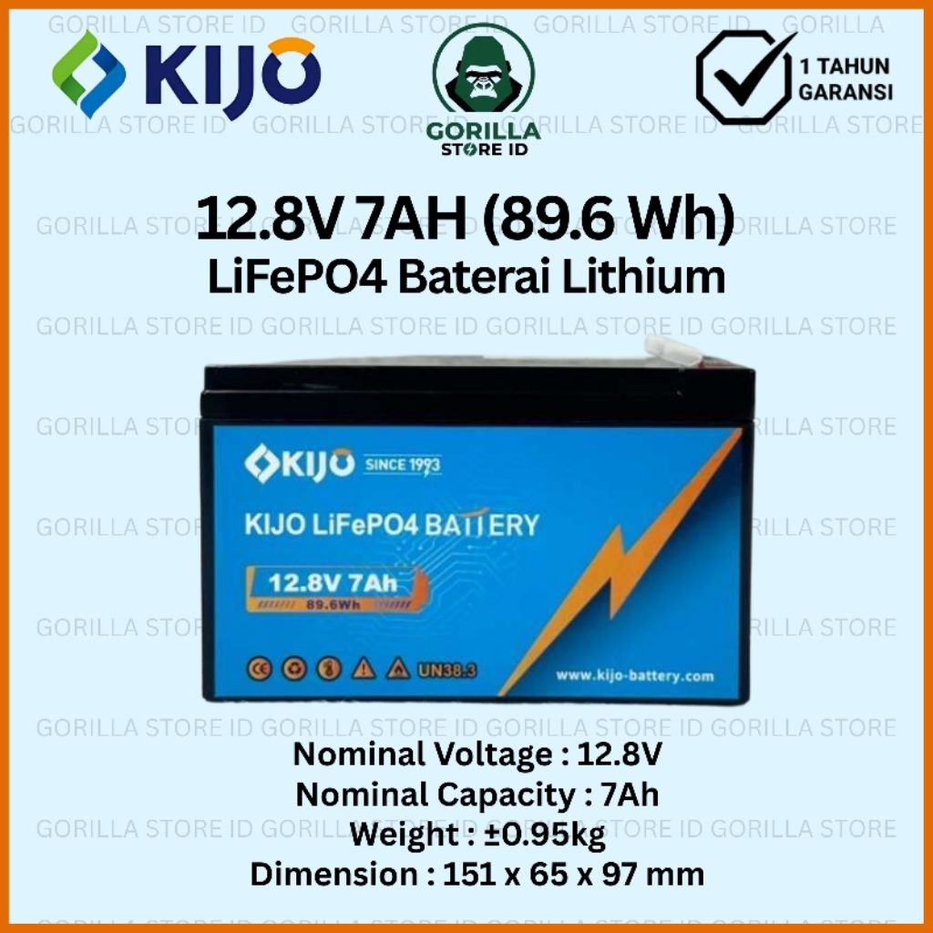 Baterai Aki Lithium KIJO 12.8V 7AH