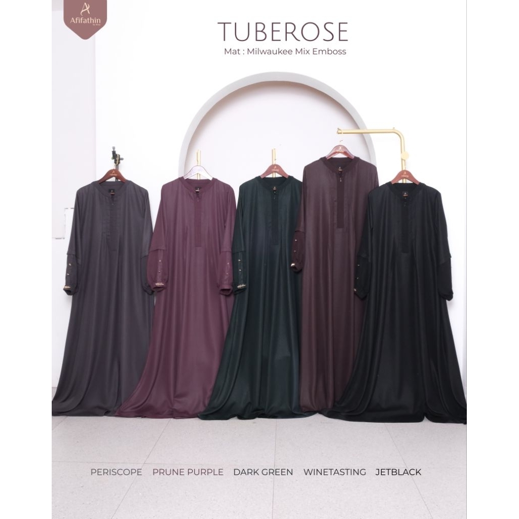 {DIJUAL TERPISAH} TUBEROSE BY AFIFATHIN GAMIS ONLY TANGAN ZIPPER DAN MANSET KARET LONG KHIMAR NONPAD