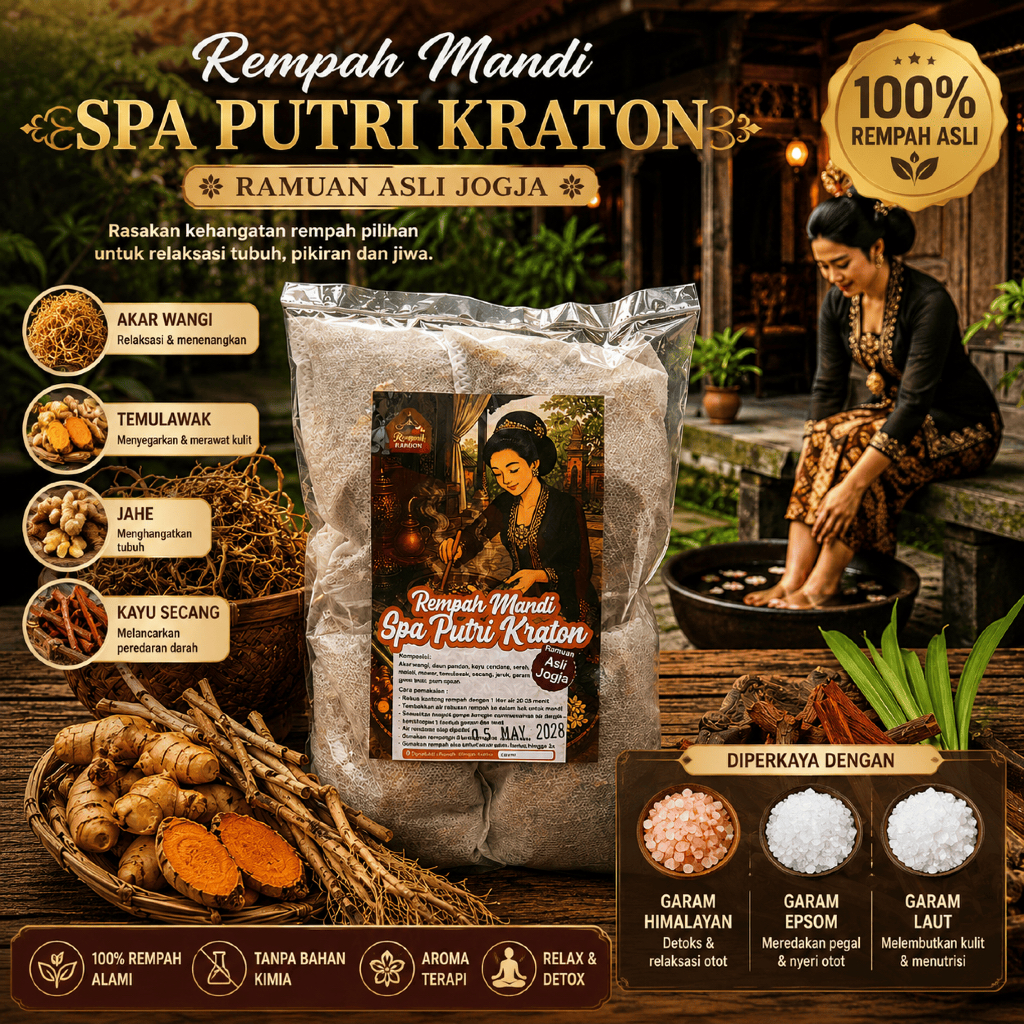 Rempah Mandi Spa Putri Kraton isi 5 pack kantong Premium Asli Jogja – Herbal Relaxing Aromaterapi Tr