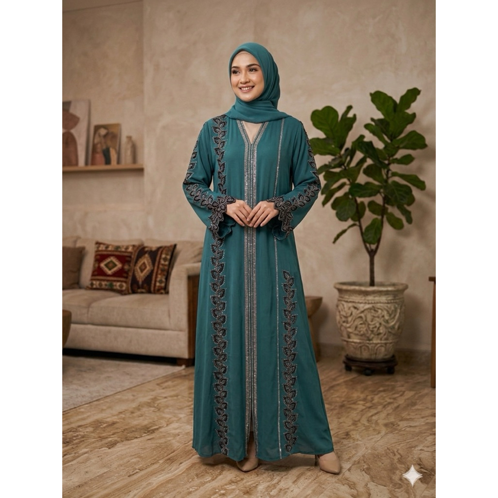 Abaya Mesir Original | Teal Blue | Premium Egypt