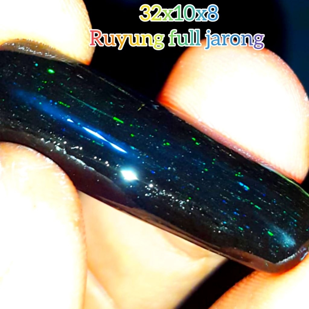 Batu Black Opal Sempur Ruyung Gerimis Jarong Natural Jumbo Panjang siap naik ring