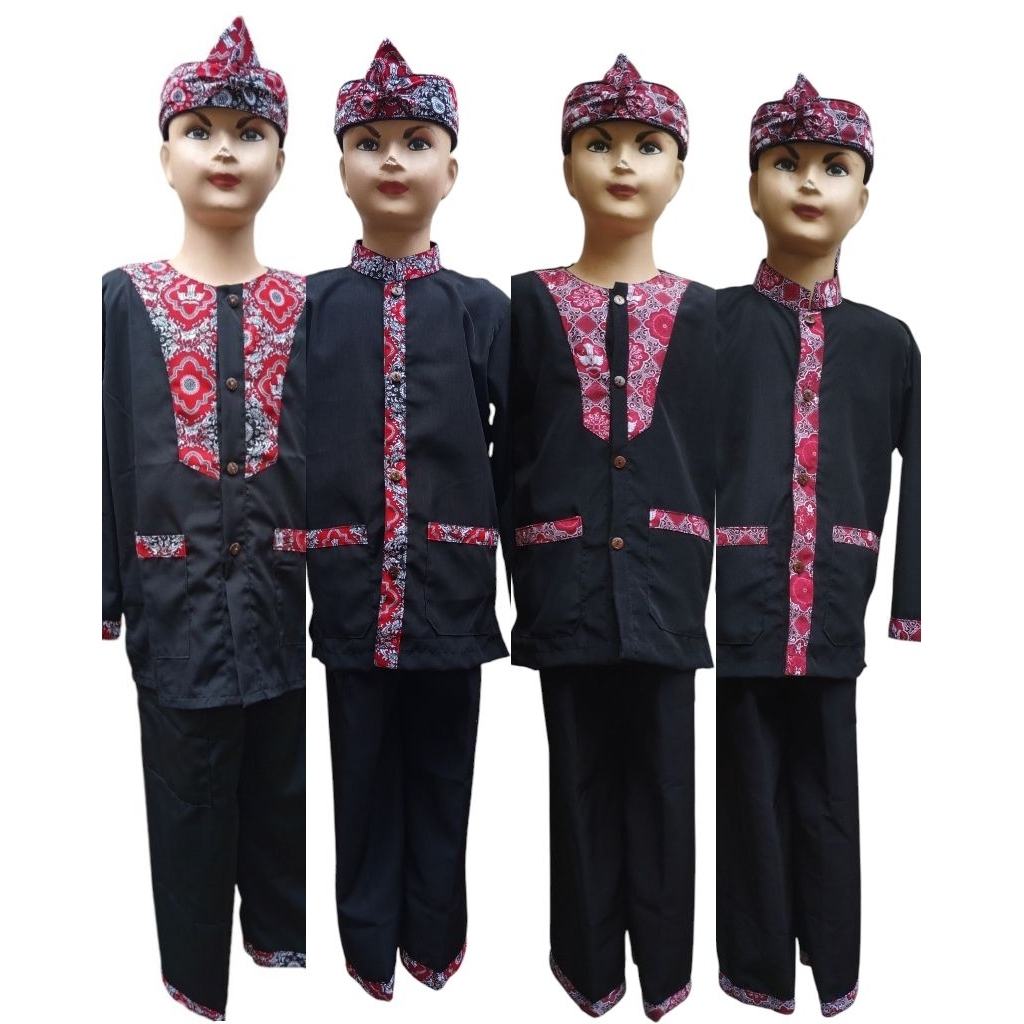 Stelan baju pangsi anak laki usia 3_15 tahun/baju adat tradisional/baju pangsi motif batik