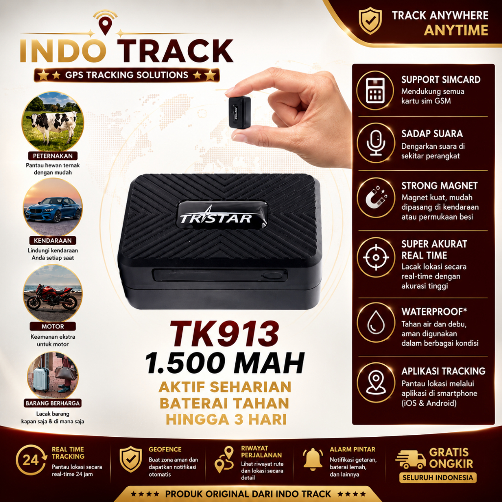 GPS TRACKER TKSTAR TK913 ORIGINAL PORTABLE MOBIL MOTOR GPS MINI SADAP SUARA TKSTAR TK913
