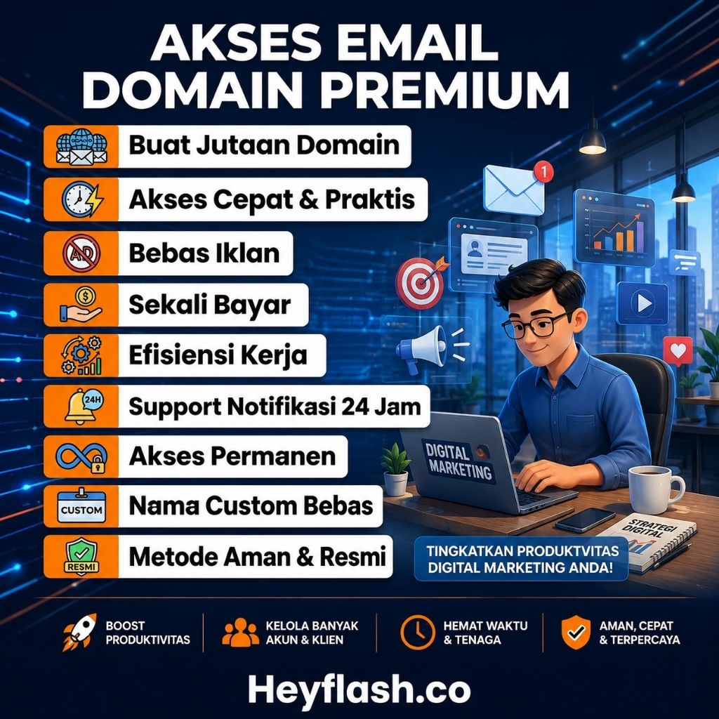 MURAH Akses Email Domain Custom - Sekali Bayar Permanen & Cepat