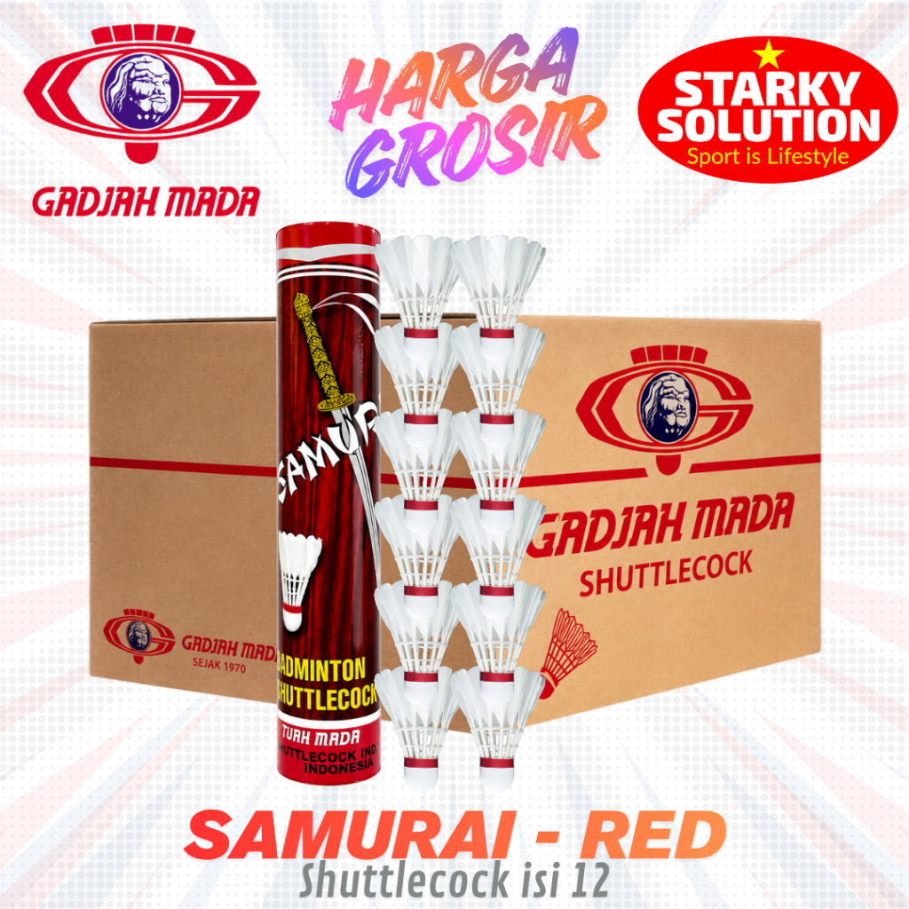 HARGA GROSIR Shuttlecock SAMURAI MERAH RED Kok Badminton Bulutangkis Original - isi 12