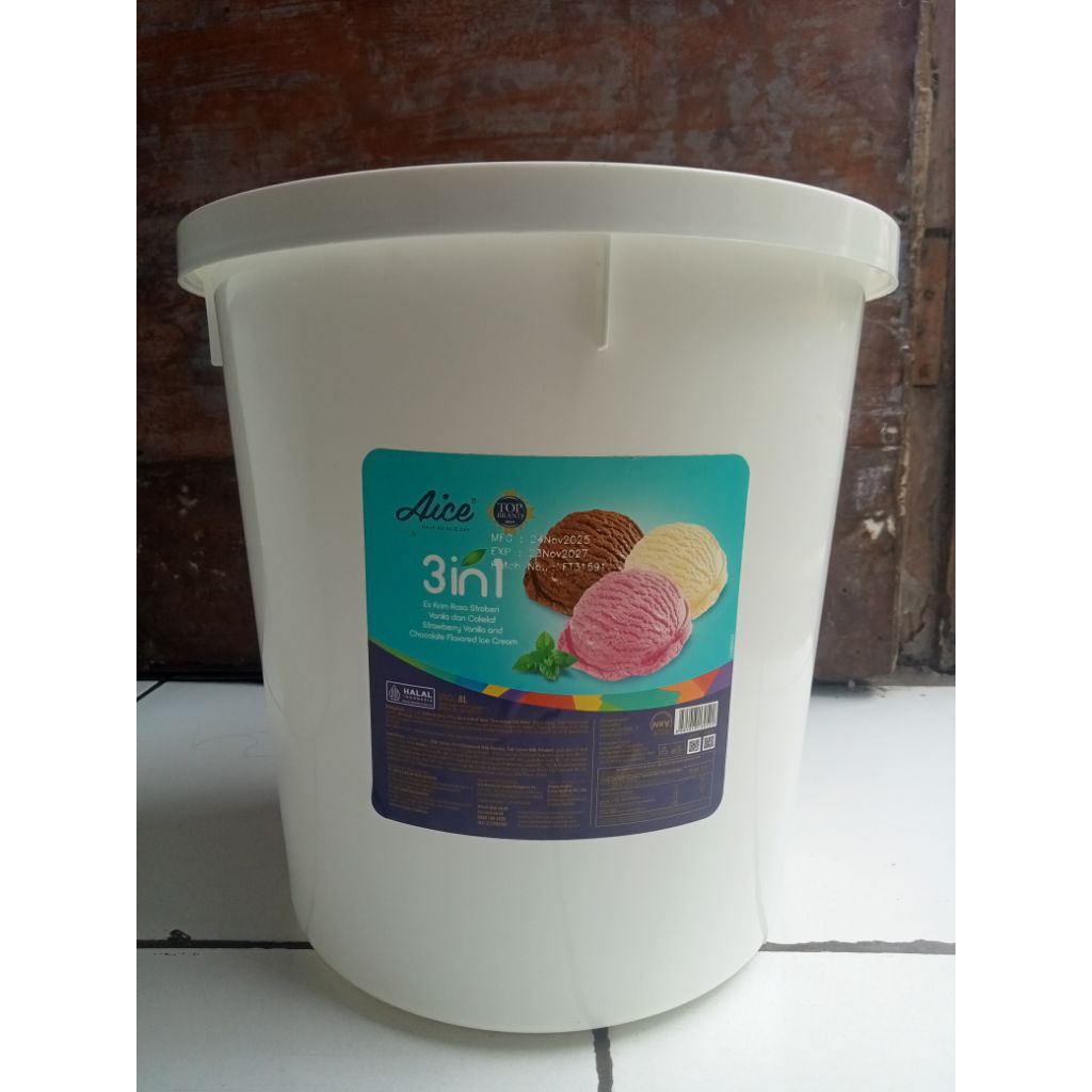 Ember Putih Plus Tutup - Ember Bekas Eskrim Aice Ember Serbaguna, Ukuran 8 Liter