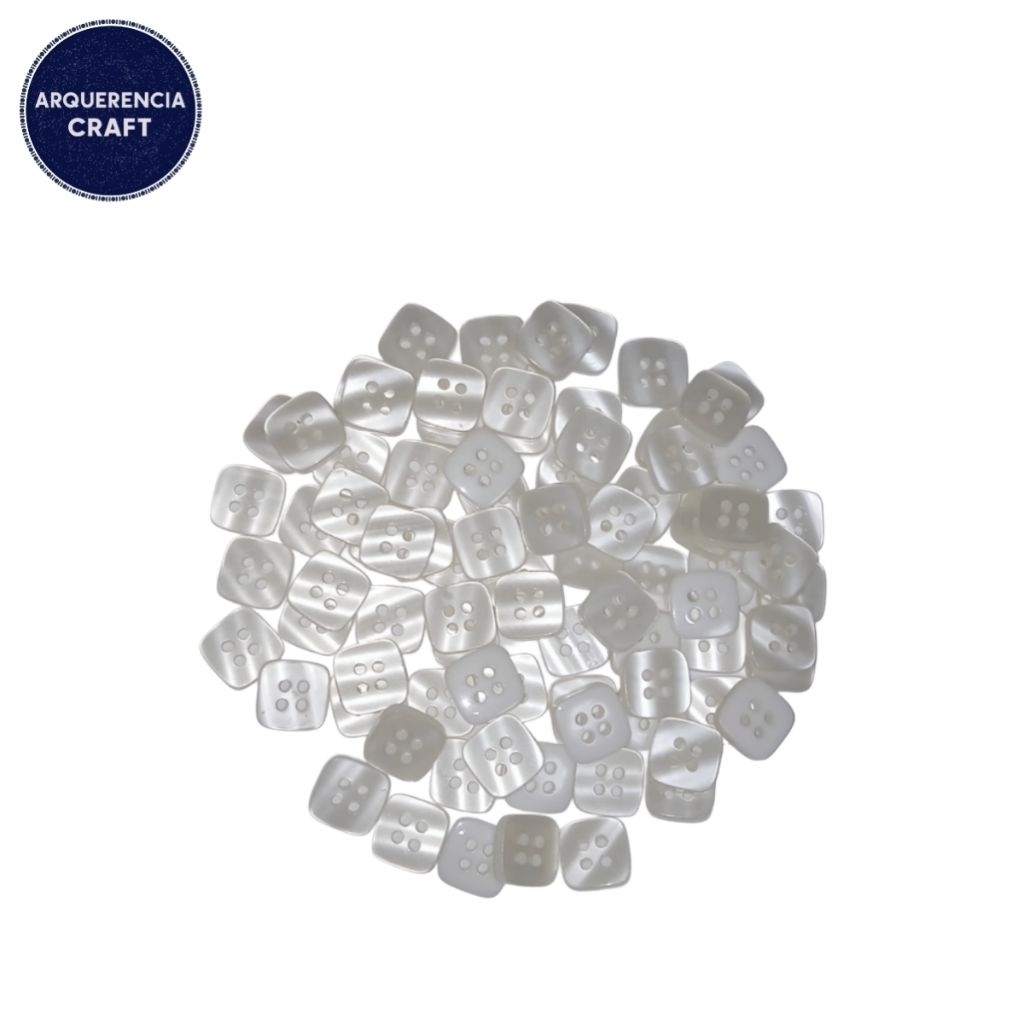 10 Pcs Kancing Hias Plastik Bentuk Kotak Persegi | Kancing Scrapbook DIY
