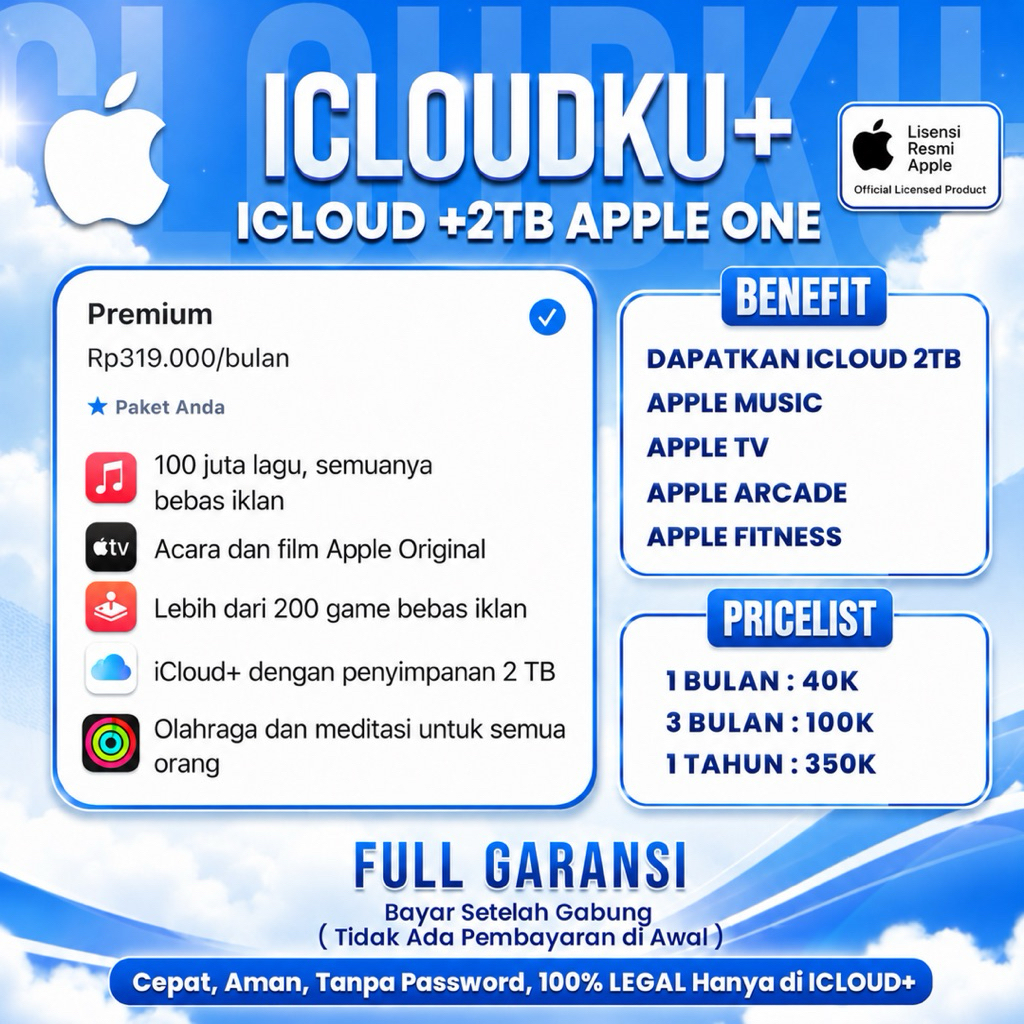 STORAGE ICLOUD 2 TB + APPLE ONE ( 1 BULAN )