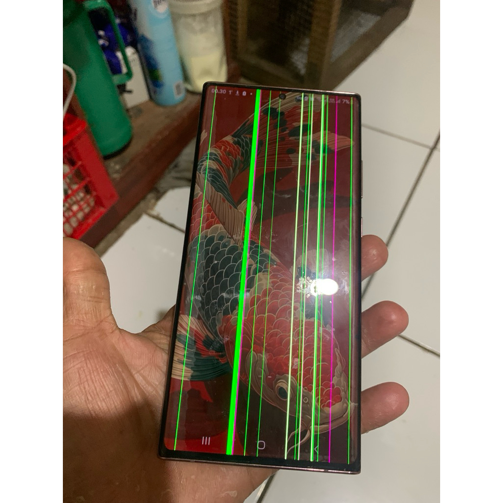 lcd samsung note 20 ultra , minus garis banyak