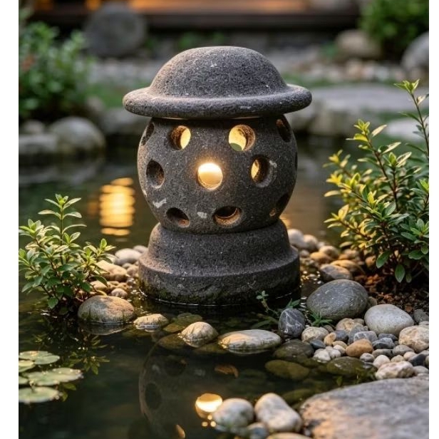 lampu taman batu asli