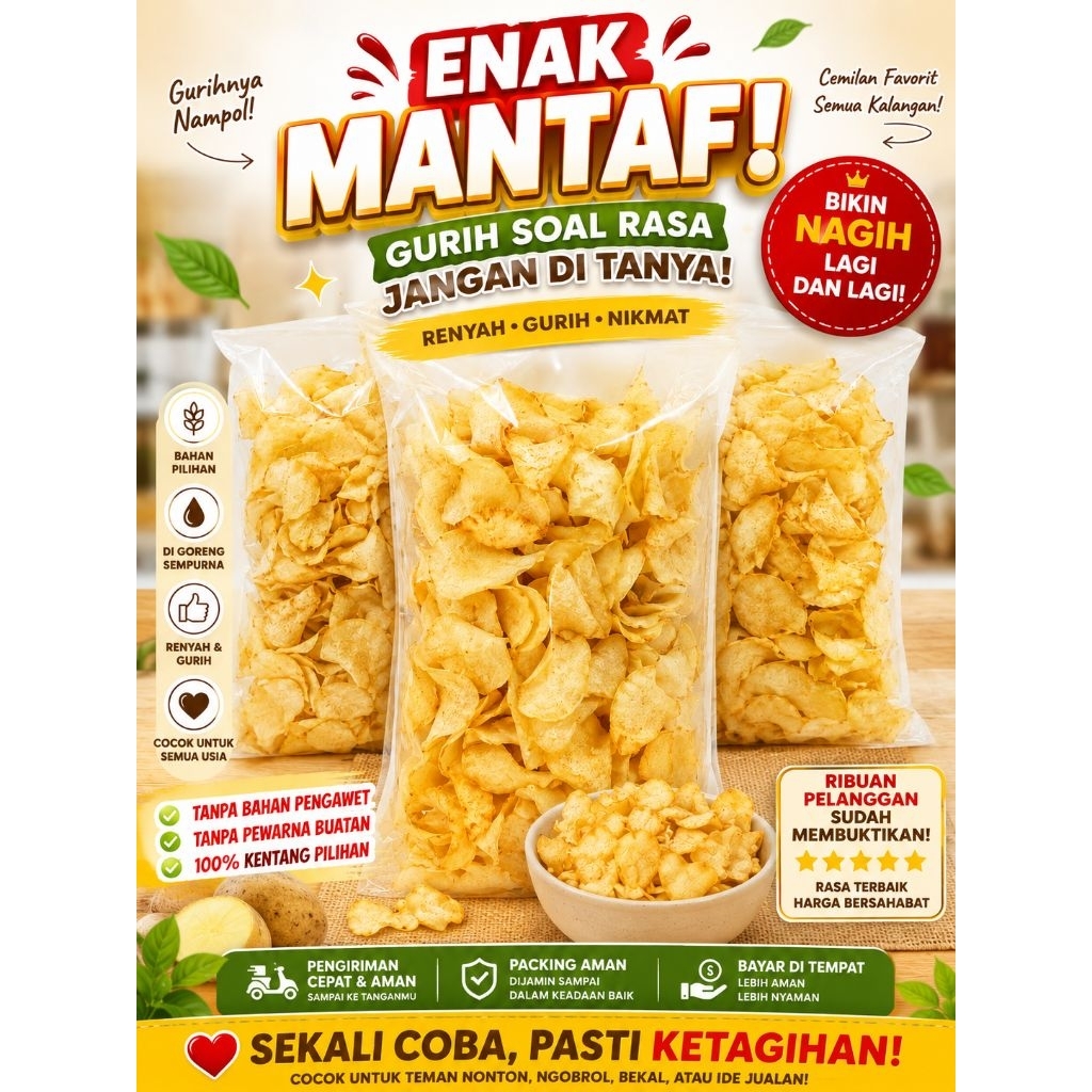 kripik singkong 1000g/1kg rasa original enak nikmat mantaf