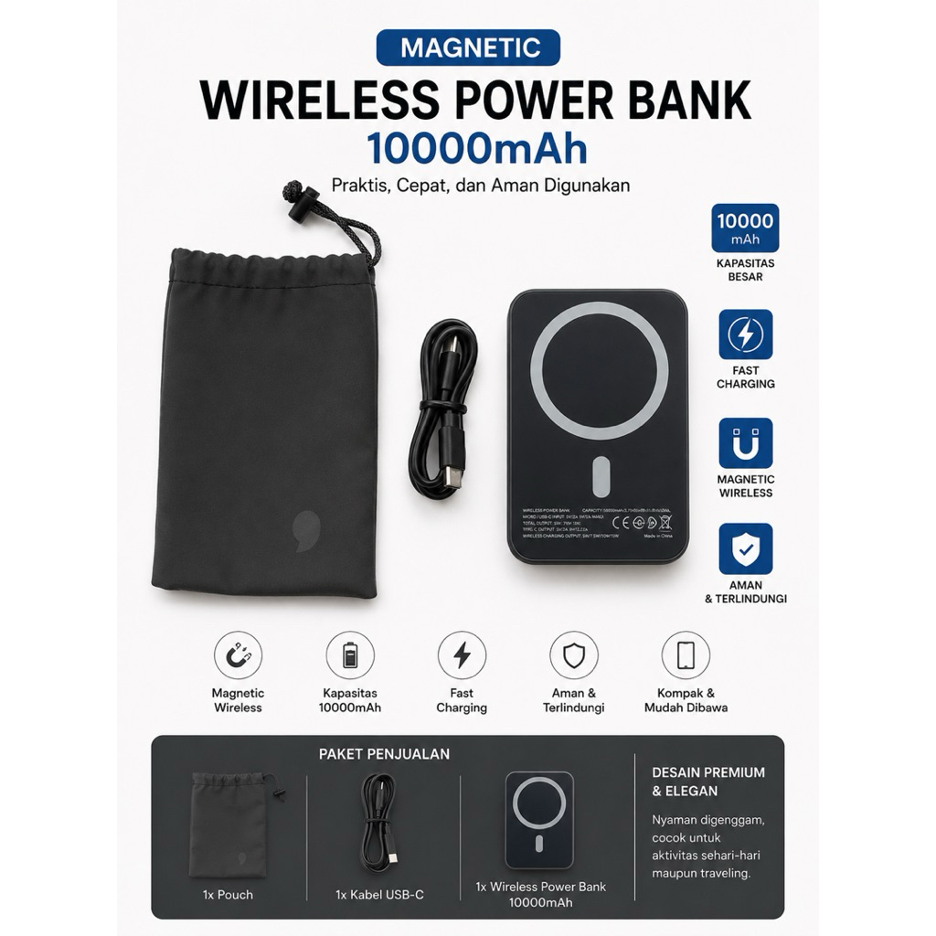 KiiP Magnetic Wireless Power Bank 10000mAh