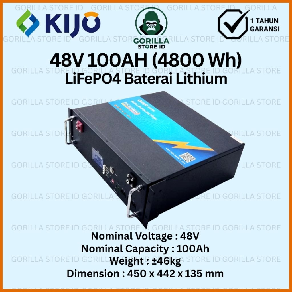 Baterai Aki Lithium KIJO 48V 100AH Rack Mount
