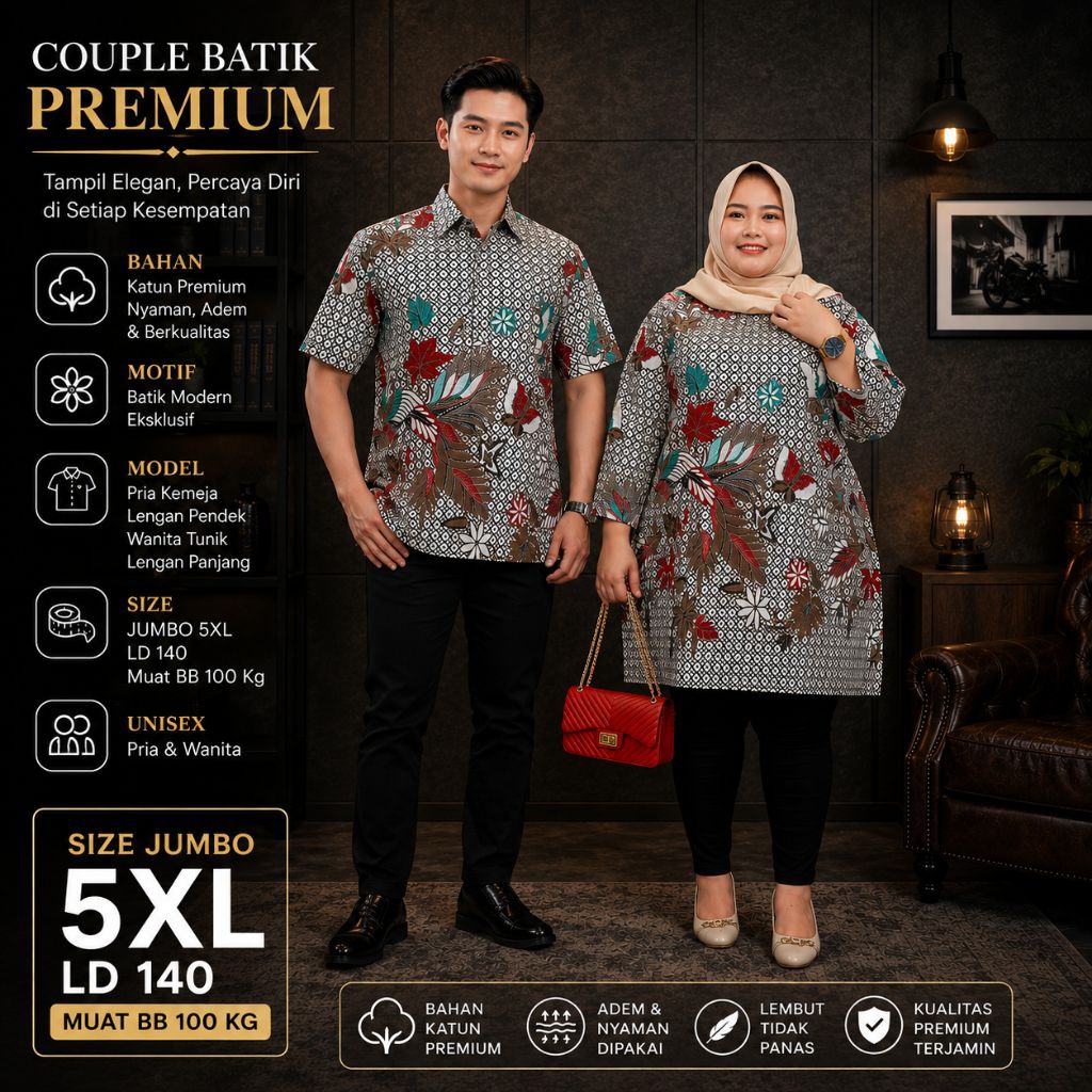 Baju Couple Tunik Batik Jumbo Ld 140  Batik Halus Motif Terbaru