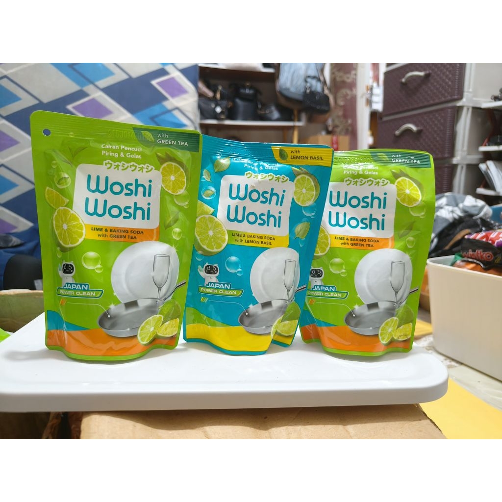 Woshi Woshi Pencuci Piring Green Tea Ref 200ml /Woshi Woshi Pencuci Piring Lemon Basil 200ml