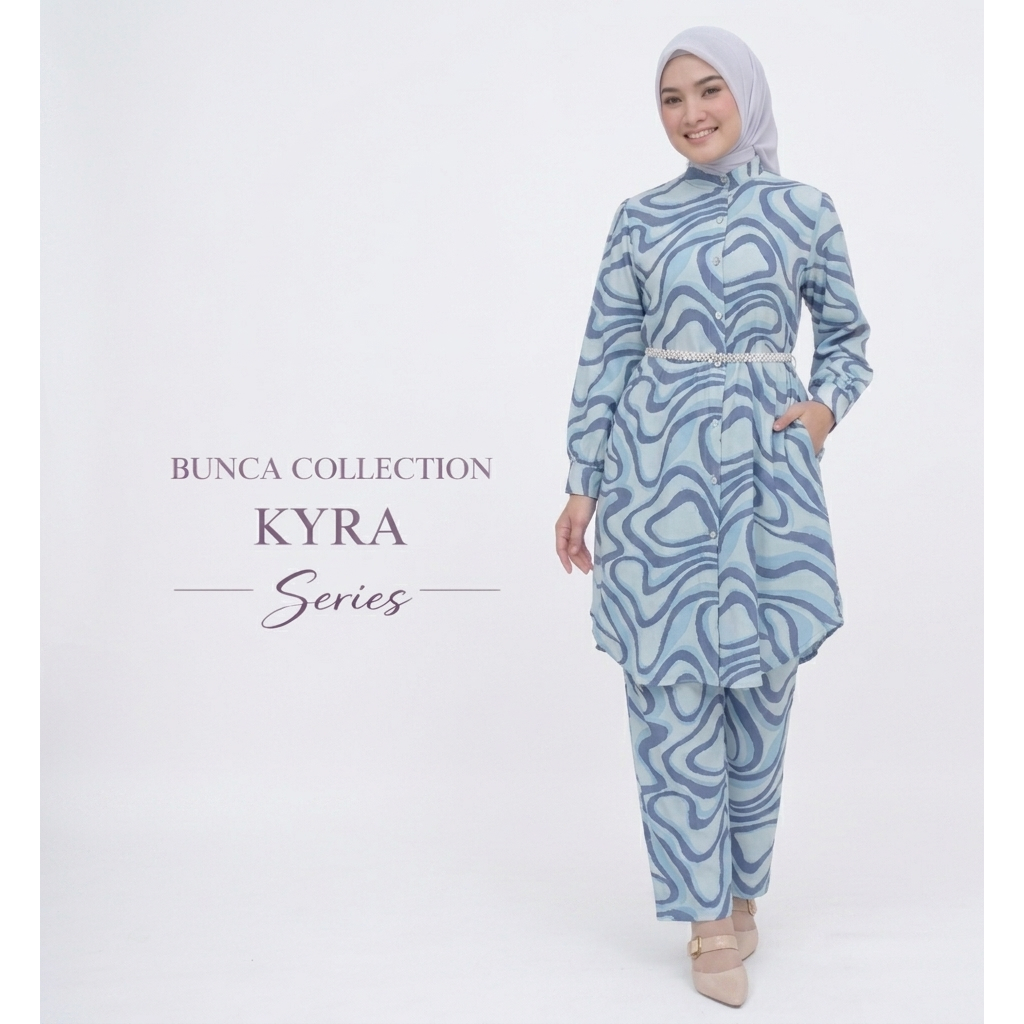 Setelan Tunik | One Set Tunik | Tunik Motif Bunga | One Set Linen | Setelan Tunik Linen Premium Moti
