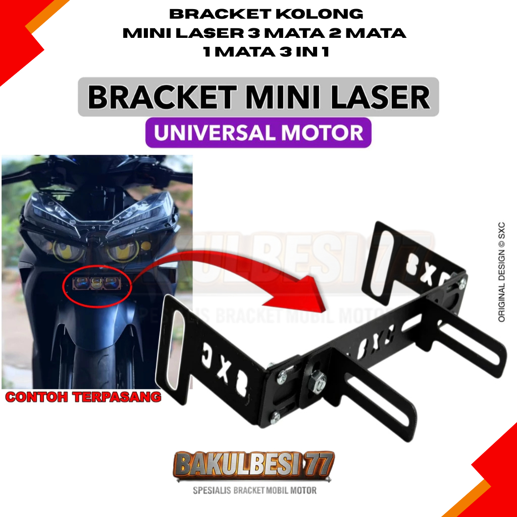BRECKET KOLONG MOTOR UNIVERSAL 2MM MINI LASER 1MATA 2MATA 3 MATA D2 BY SXC