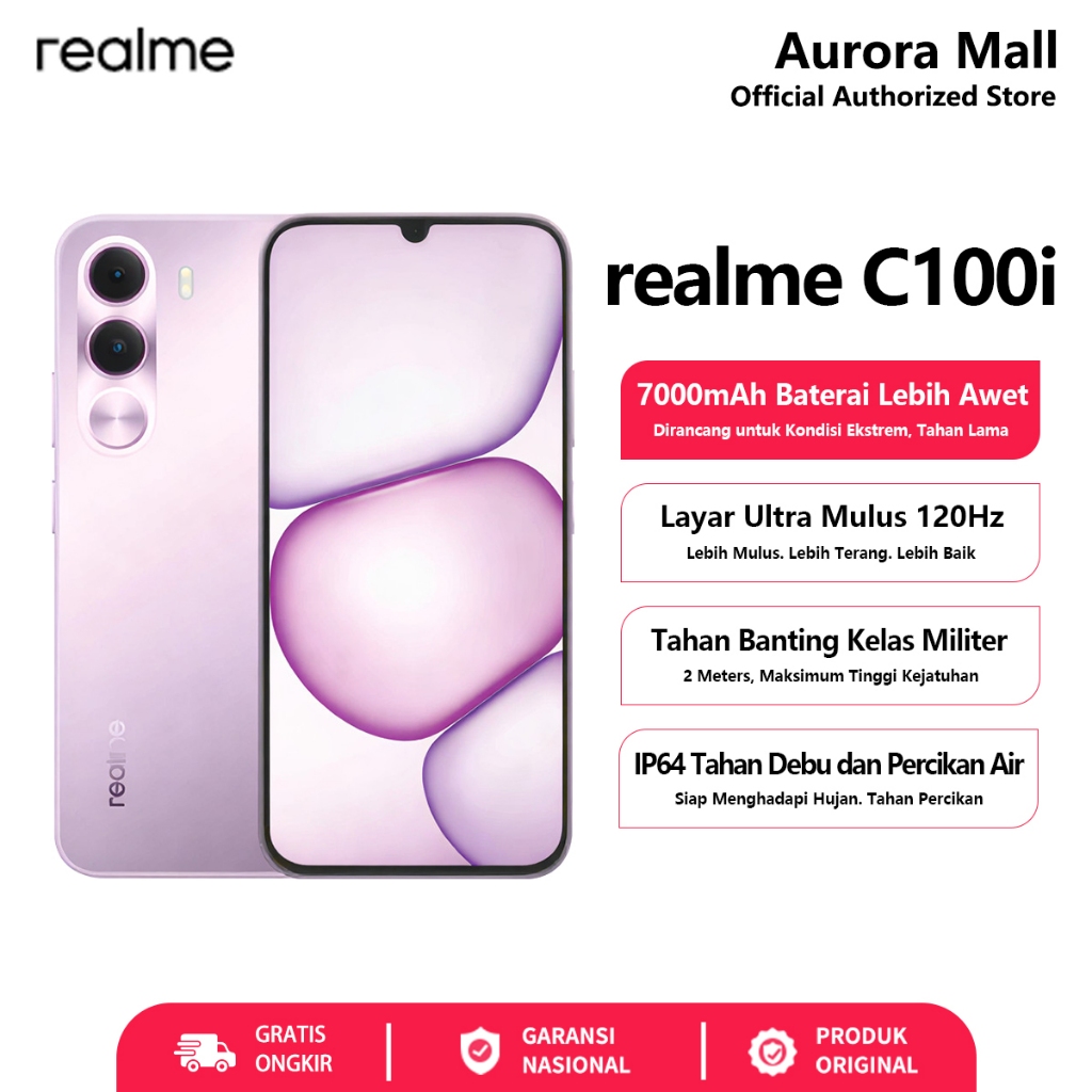 realme C100i 4/128GB 4/256GB 6/128GB 6GB+12GB Extended RAM Official Store HP Android Murah Terbaru