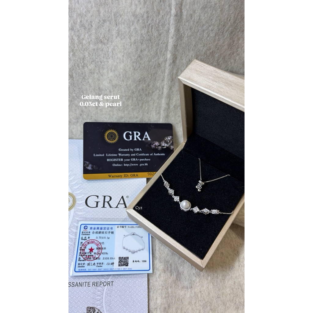 Gelang Serut Pearl Mossanite (Silver 925)