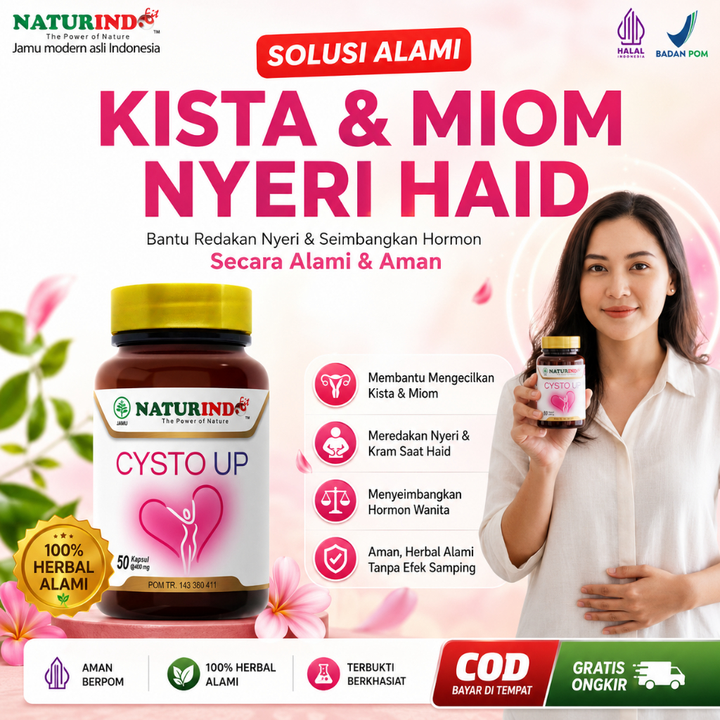 CYSTO UP NATURINDO - Obat Herbal Kista Miom PCOS Pelancar Haid & Benjolan Tanpa Operasi BPOM