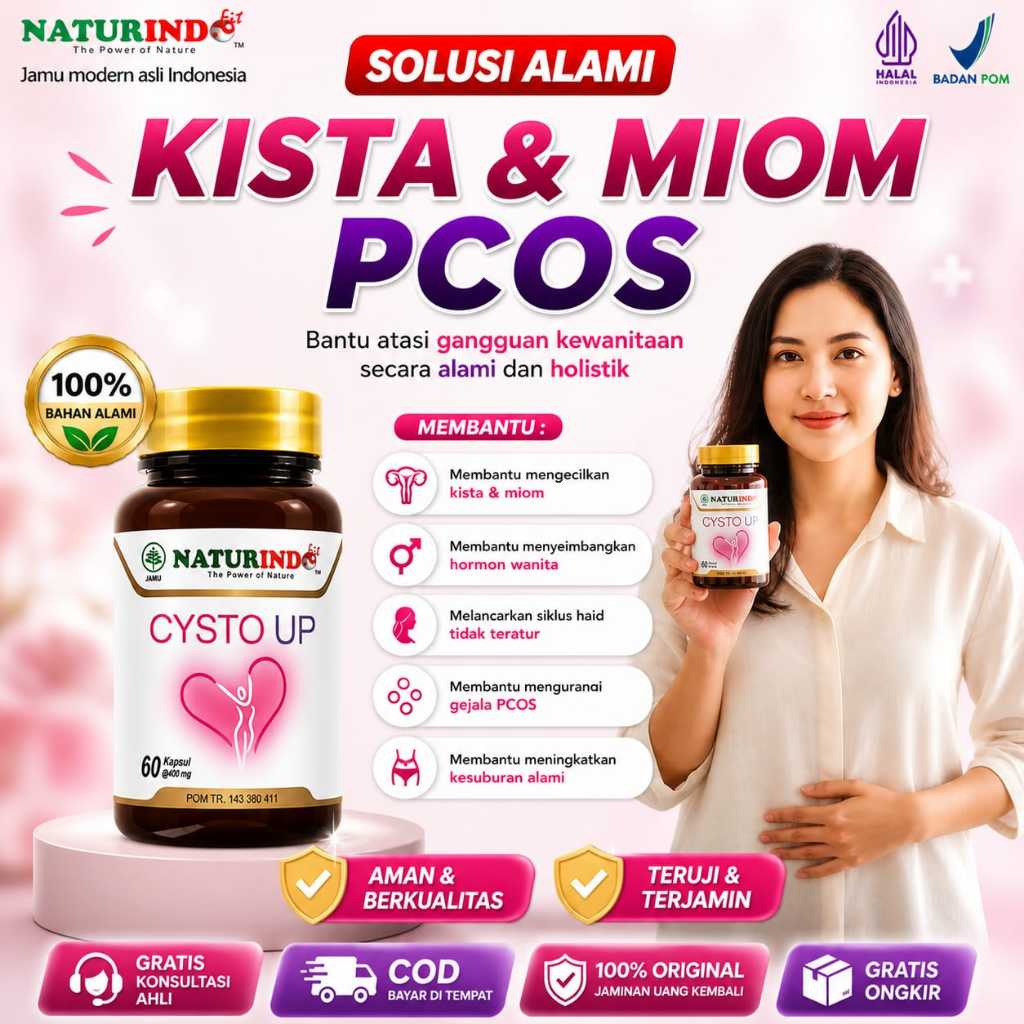 Obat PCOS Promil Pelancar Haid Telat Datang Bulan Gangguan Hormon Herbal CYSTO UP Naturindo