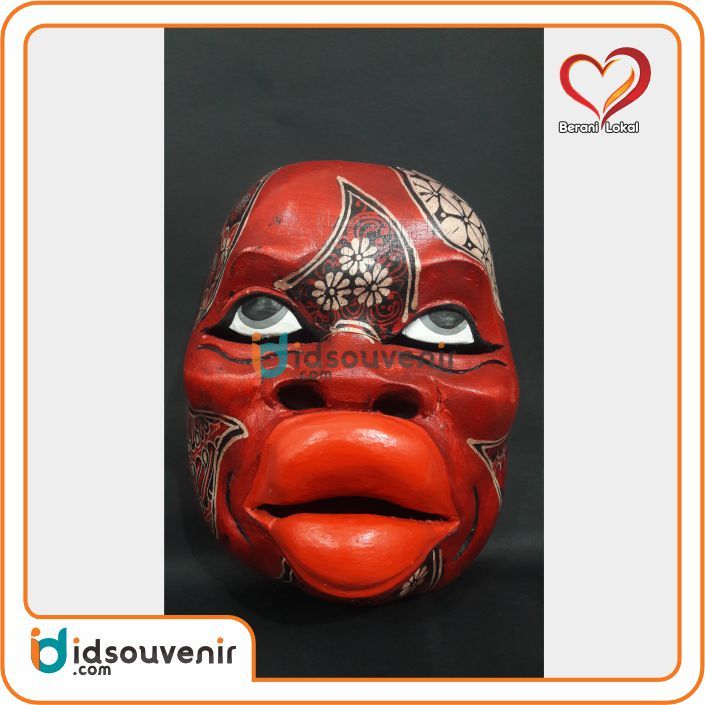 Topeng Lucu batik Bibir monyong/Topeng kayu