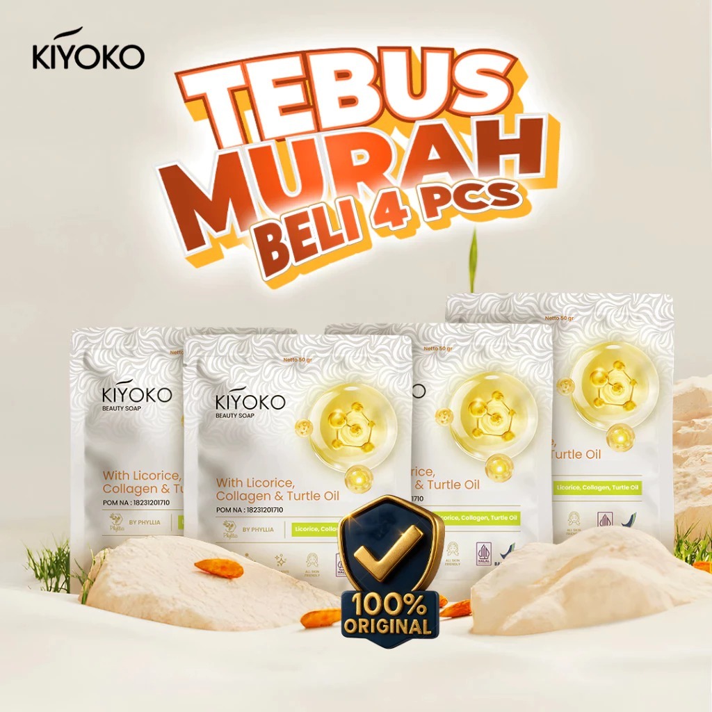 [BUNDLE 4 PCS]  Kiyoko - Kiyoko Beauty Soap Sabun Pencerah Wajah, Sabun Acne, Memutihkan BPOM