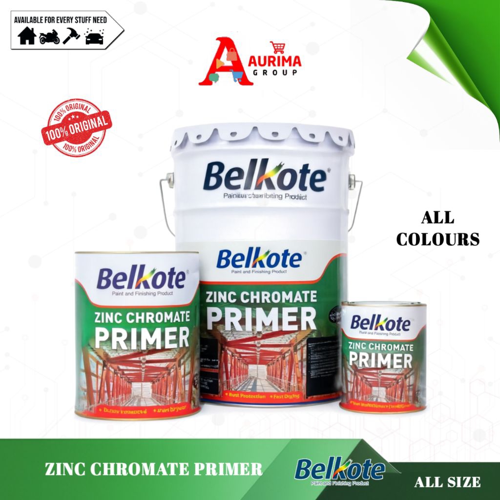 BELKOTE ZINC CHROMATE PRIMER 5KG - CAT PRIMER ANTI KARAT KUALITAS PREMIUM UNTUK BESI DAN BAJA ORIGIN