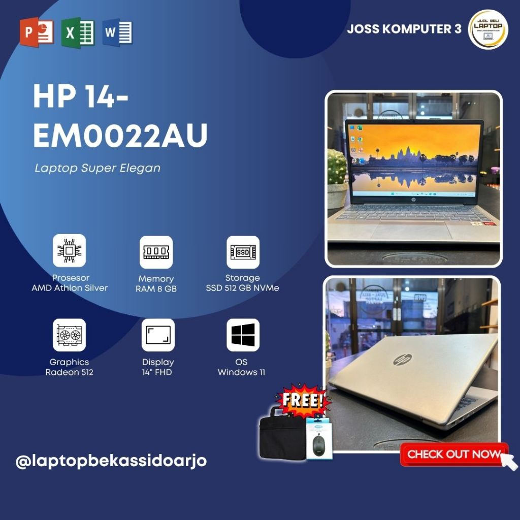 LAPTOP LOKAL MURAH HP 14-EM0022AU // SSD 512