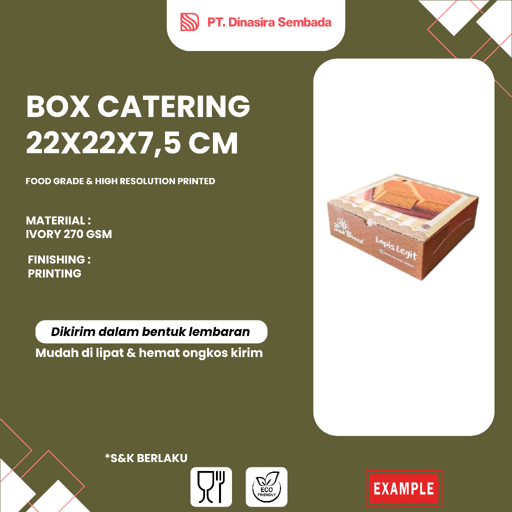 Box Catering 22x22x7,5 cm | Custom Printing Catering Box Batam