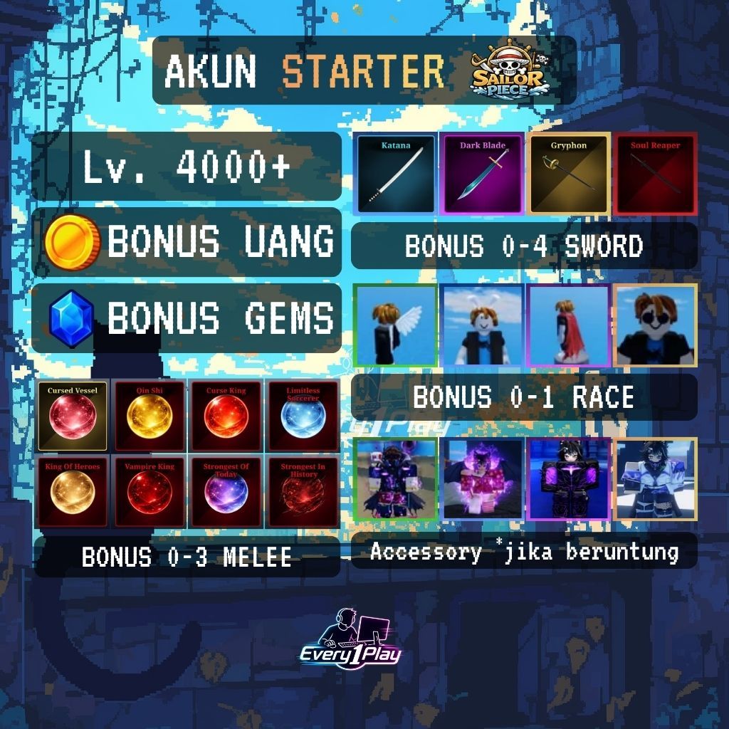 Akun Sailor Piece STARTER Level 4000 - Akun STARTER Sailor Piece Roblox