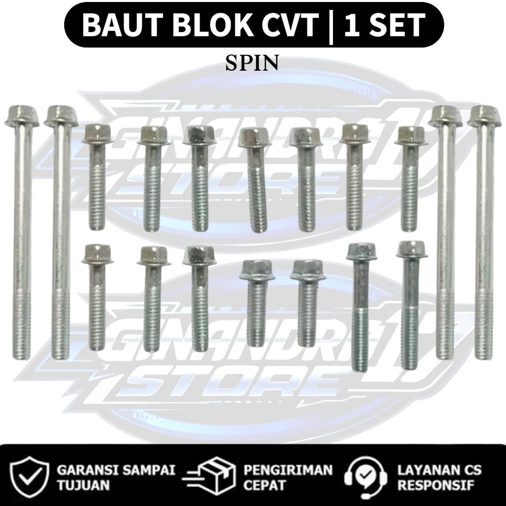 Baut Blok CVT 1 SET Suzuki Spin 125 / Baut CVT 1SET Motor Spin