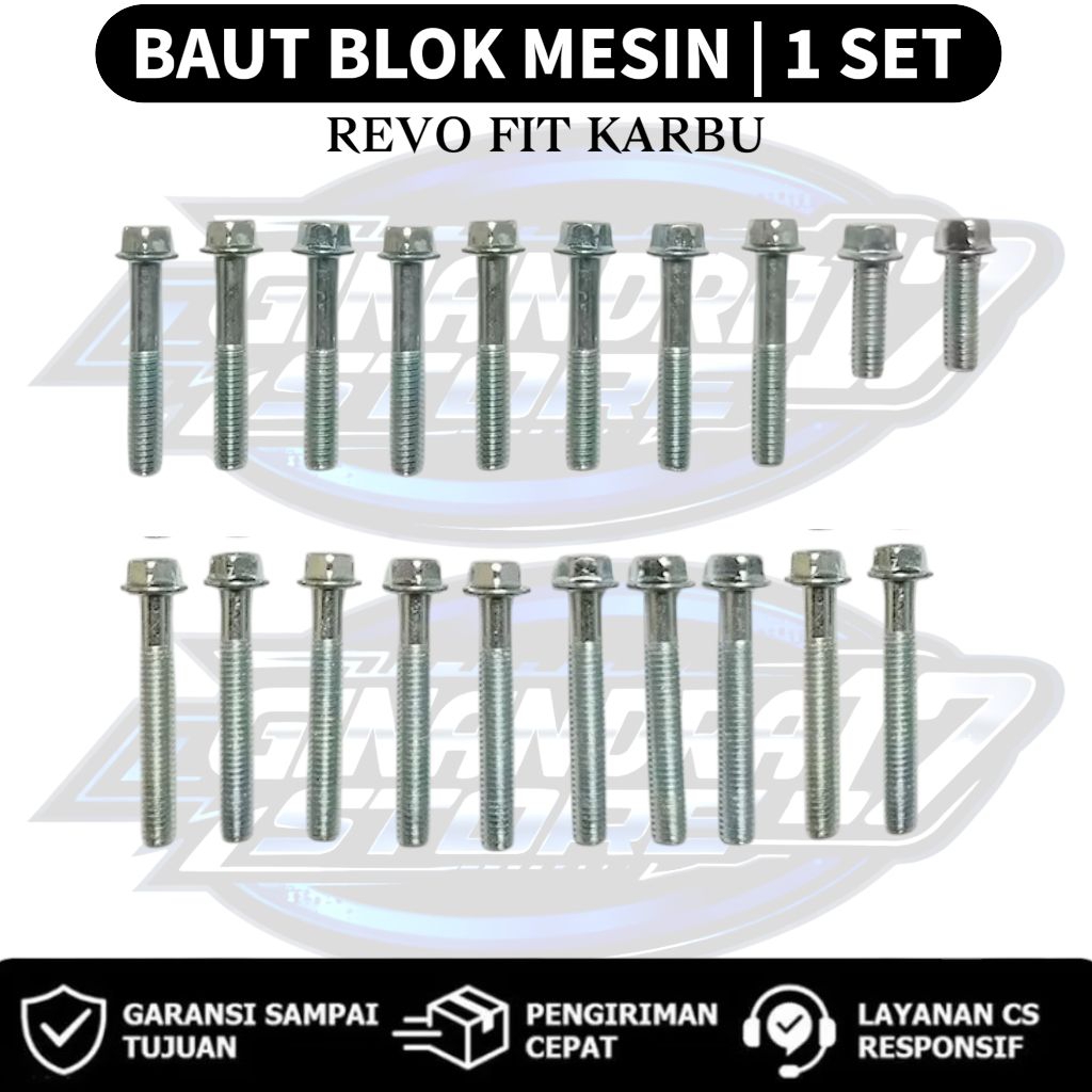 Baut Blok Mesin 1 SET Honda Revo fit karbu / Baut Blok Mesin 1SET Motor Revo fit karbu