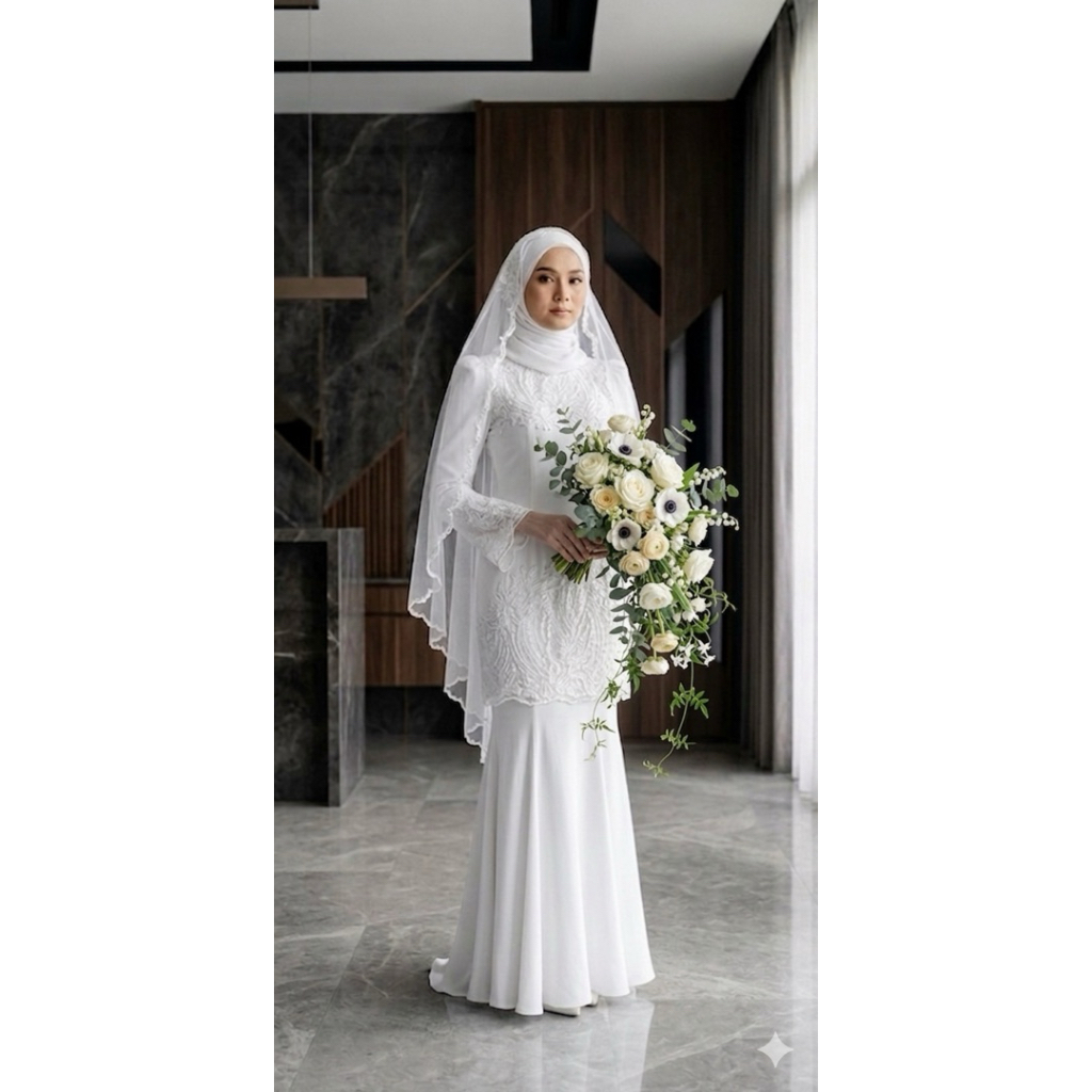 gaun pengantin Malaysia Melayu gaun melayu  gaun akad gaun walimah wedding dress muslimah melayu