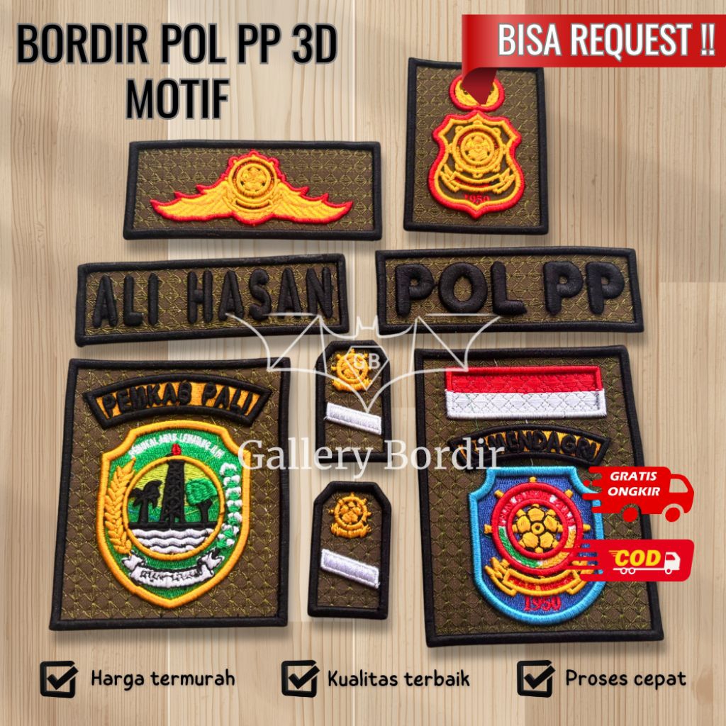 atribut bordir pol pp timbul motif