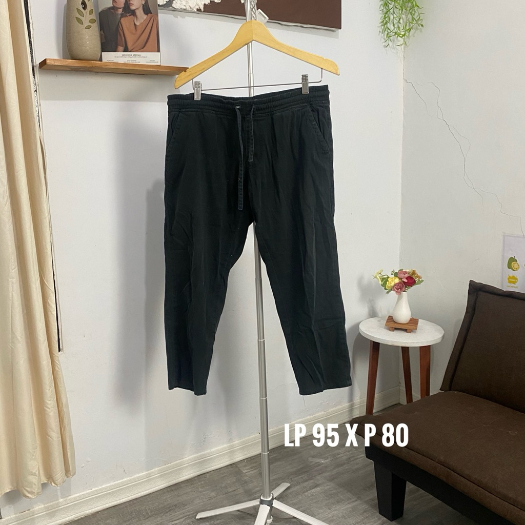 prelove celana training kain tali pinggang karet longgar