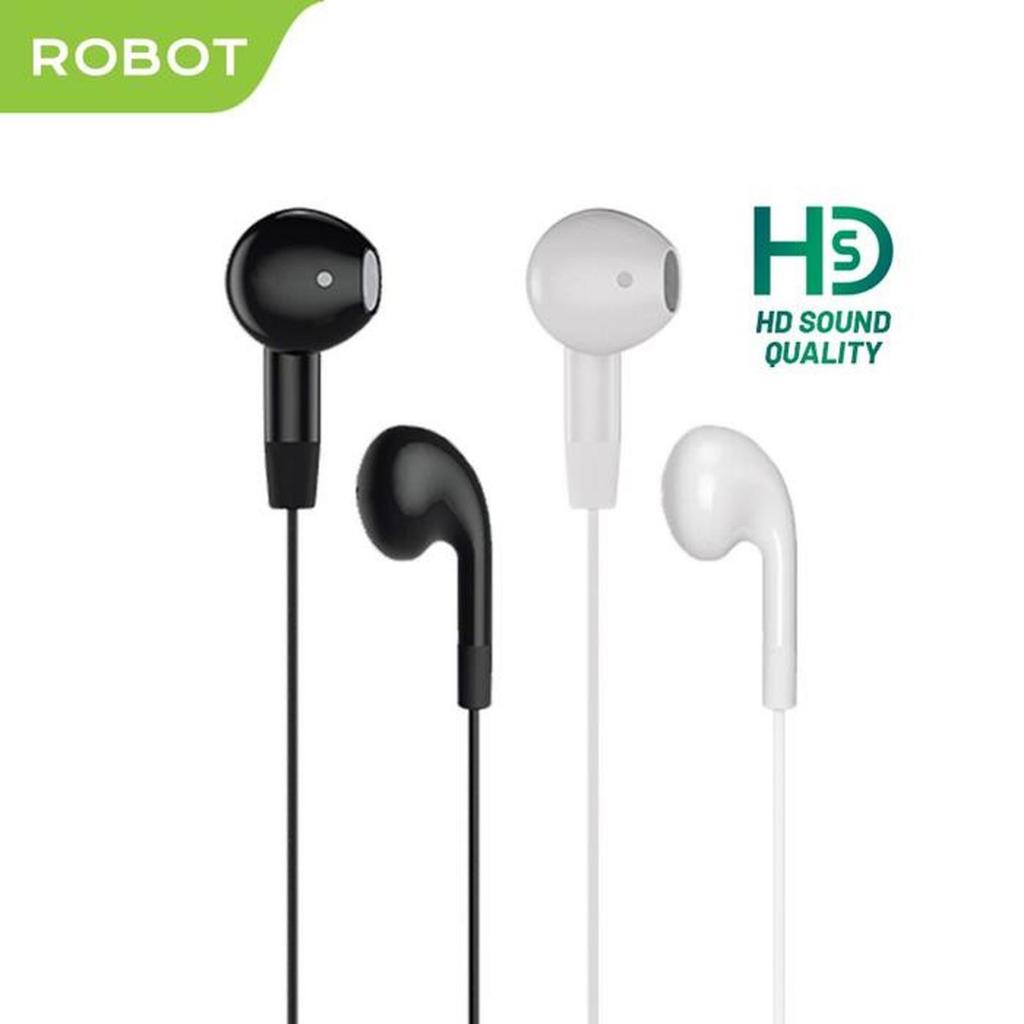 Earphone ROBOT RE50 Headset In Ear Wired Full Bass Original - Putih