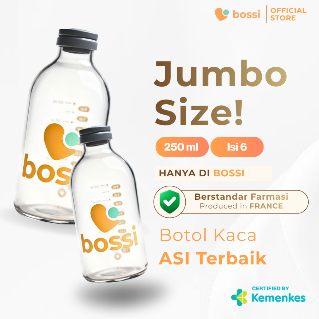 Bossi - Botol Asi Kaca 250ml 1 Box isi 6 Botol