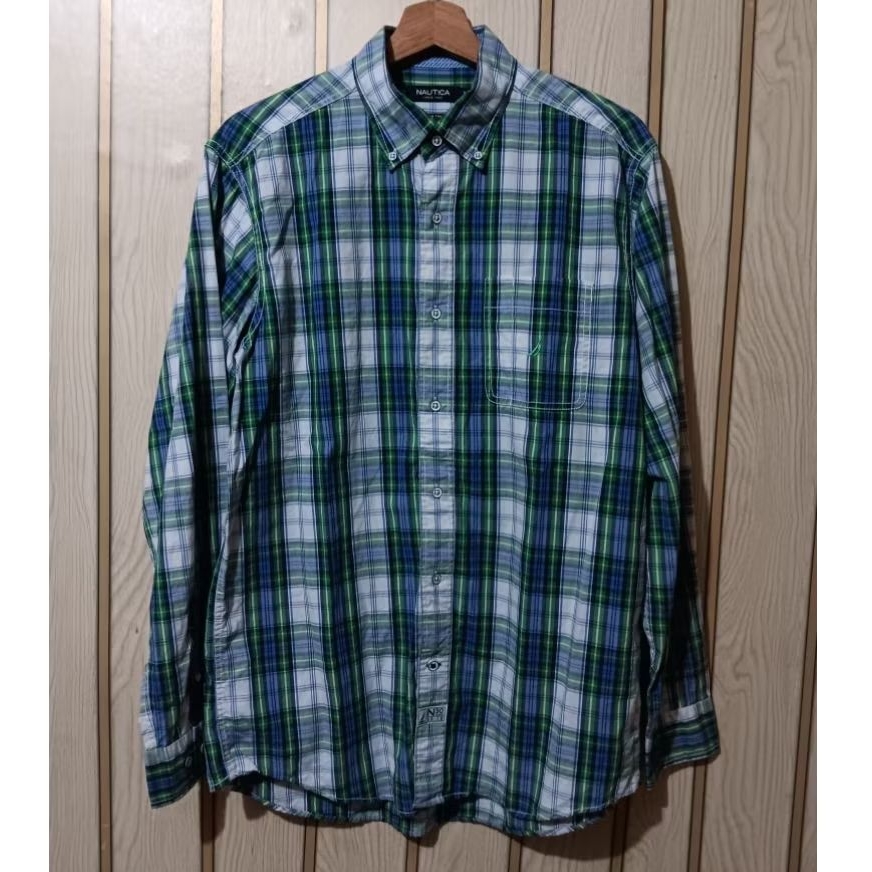 Kemeja pria lengan panjang VINTAGE NAUTICA 30 Years on the water Original size M
