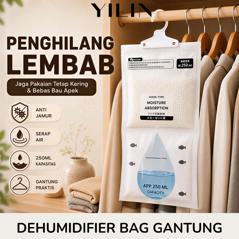 Dehumidifier Bag Gantung Penghilang Lembab Anti Jamur Lemari Pakaian & Ruangan Serap Air