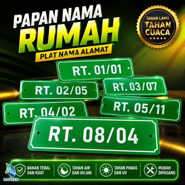 Papan Nama Rumah Custom RT RW – Acrylic Tebal Tahan Cuaca & Anti Pudar
