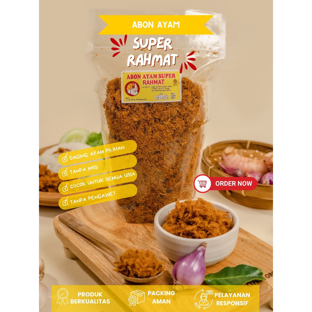 Abon Ayam Super Rahmat Original 250g  – Abon Ayam Asli Tanpa MSG | Abon Gurih Sehat Rumahan  | Abon 