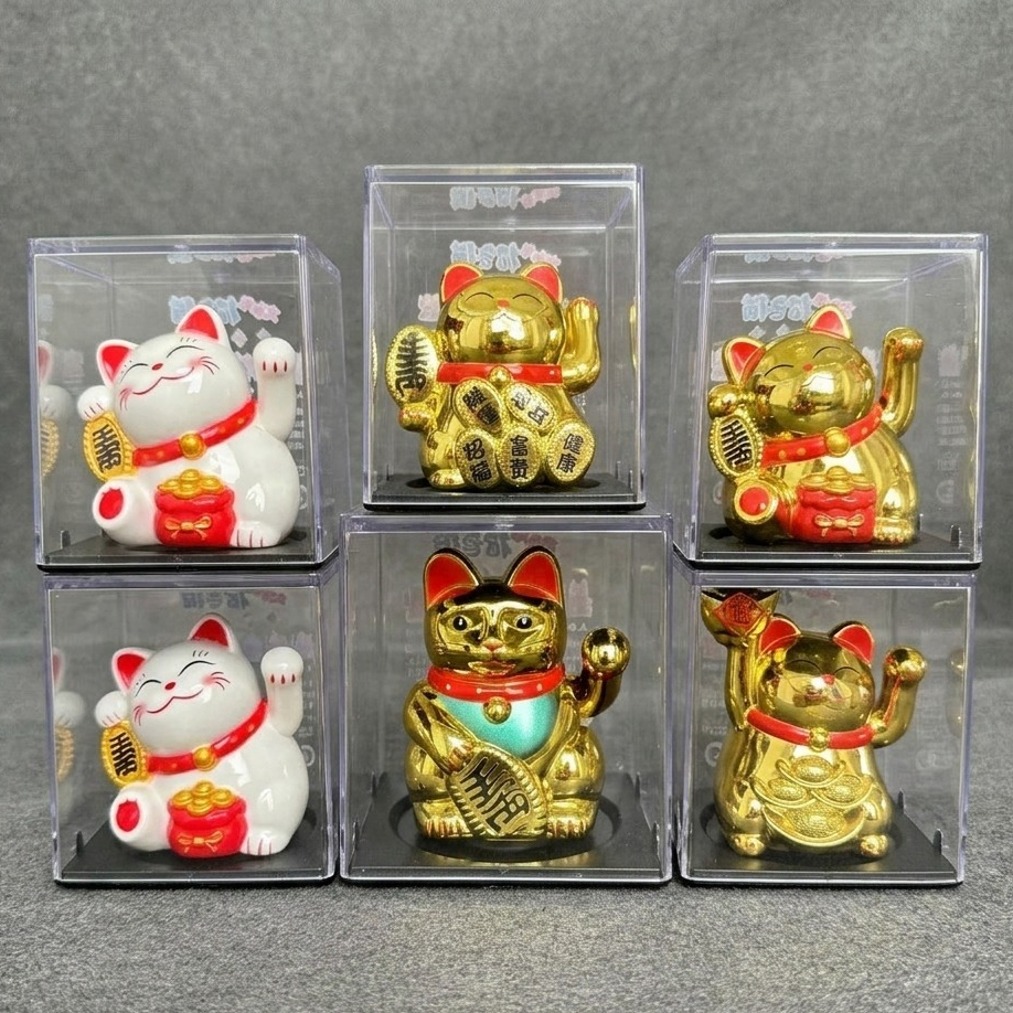 PPD Patung Kucing Maneki Neko Gold Keberuntungan / Kucing Neko Lucky Cat Mini Pajangan Tangan Berger
