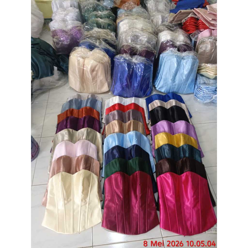 Kamisol/Longtorso/bustier/Kebaya Satin Resleting Adjustable