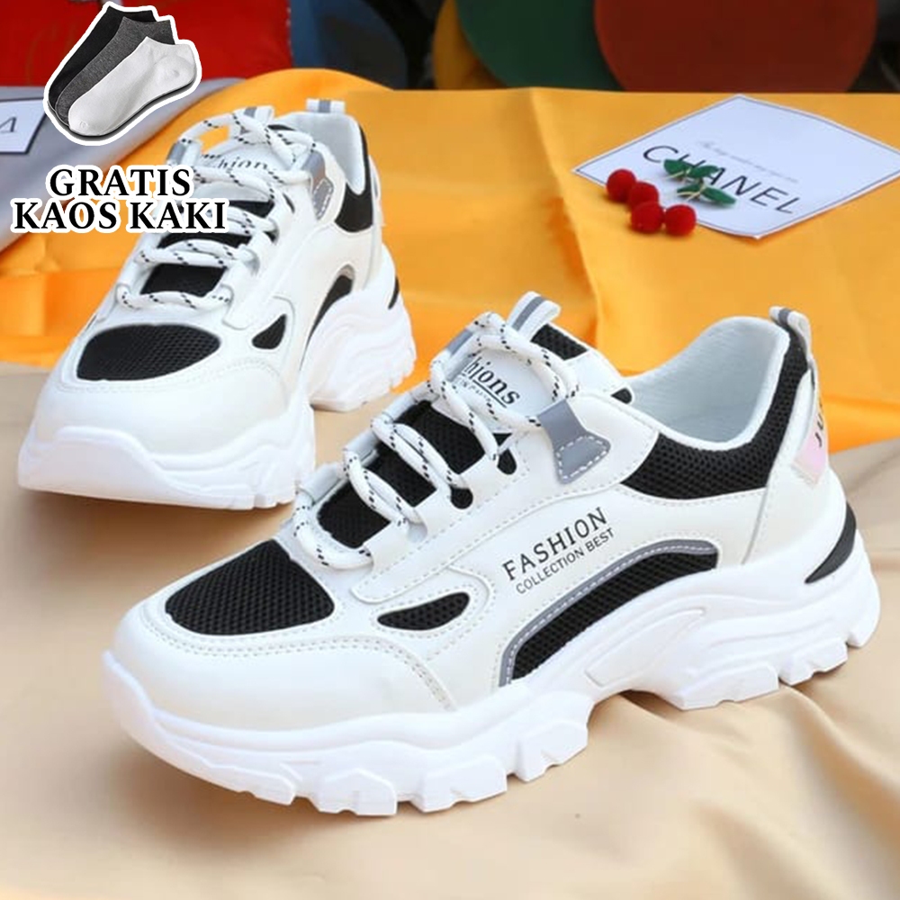hi.bags Sepatu Sneakers Sport FCB Wanita Sepatu Kasual Olahraga Wanita Casual Putih Round Toe Karet 