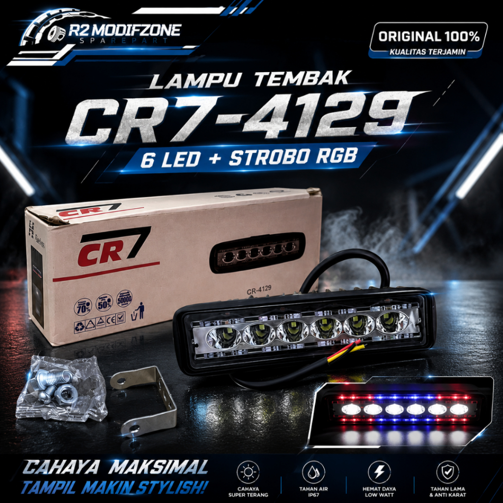 Lampu Tembak { CR7 } 4129 6 LED + Strobo RGB