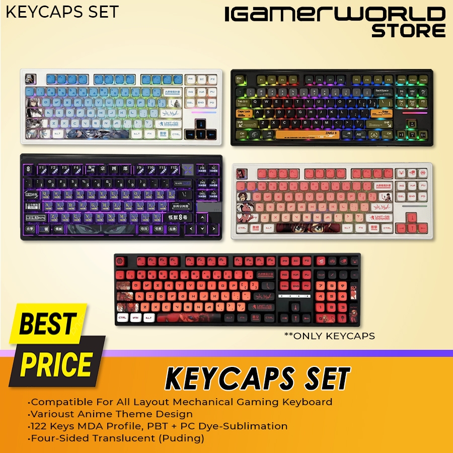 Keycap Puding Translucent Anime Evangelion Gundam Kaiju PBT PC Dyesub MDA Profile 122 keycaps For Me